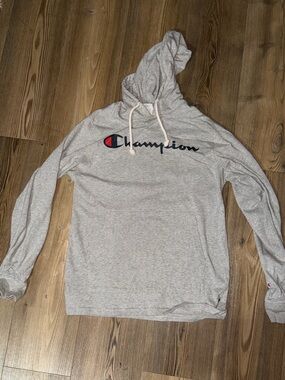 Champion Light Gray Logo Pullover Hoodie
